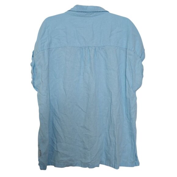 Orvis Linen Blend Shirt Womens Size Large Blue Beach Lightweight Short Sleeve - Picture 5 of 8
